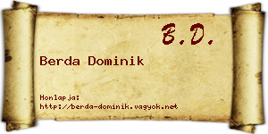 Berda Dominik névjegykártya